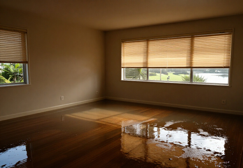 Waterlogged commercial space in Avalon Beach before drying